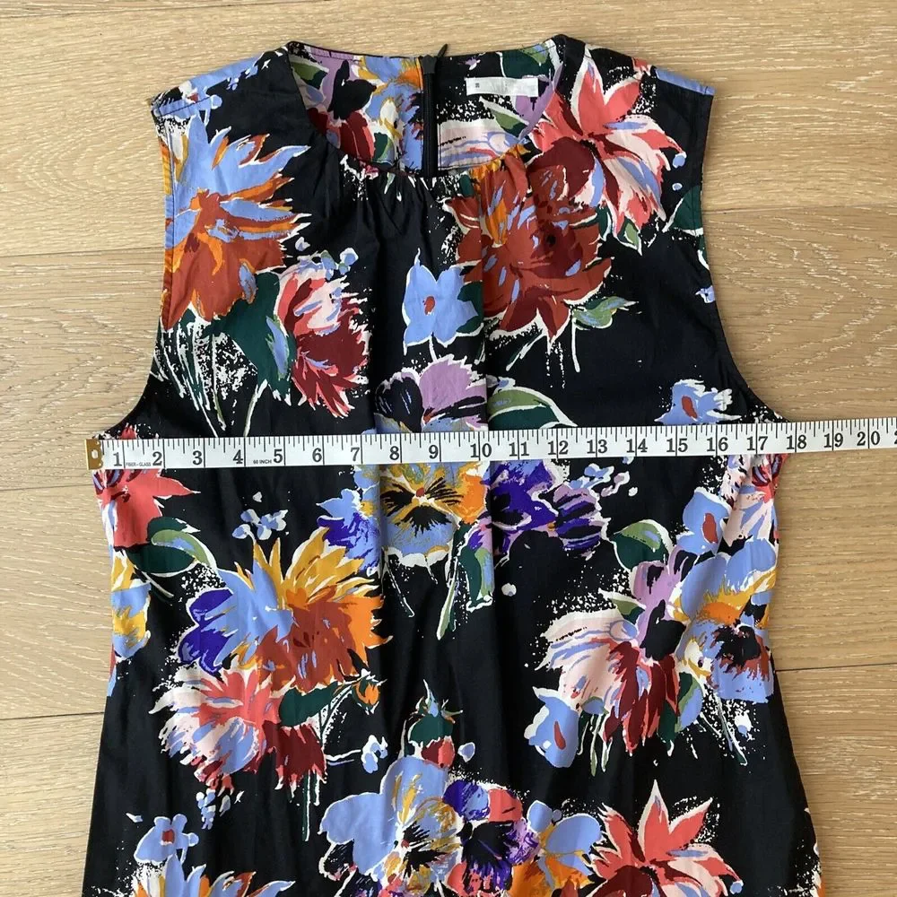 Arket Midi Dress Womens UK 8-10 EU 38 Black Floral Printed Sleeveless Summer - Picture 9 of 13